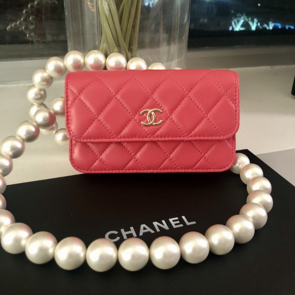 Chanel Clutch With Pearl Chain